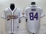 Minnesota Vikings 84 Randy Moss Baseball Jersey Legend WHite