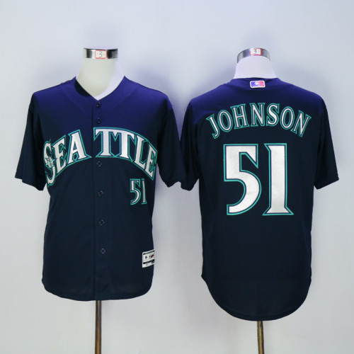 Seattle Mariners 51 Randy Johnson Baseball Jersey Navy Blue Fan version