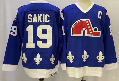 Colorado Avalanche 19 Joe Sakic Ice Hockey Jersey Blue Retro