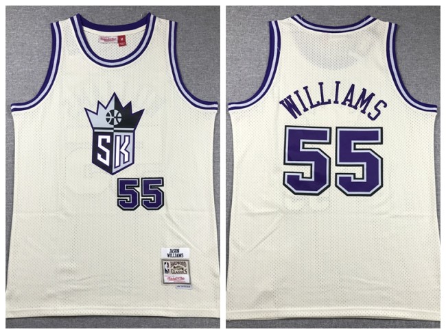 Sacramento Kings 55 Jason Williams Basketball Jersey Cream Retro