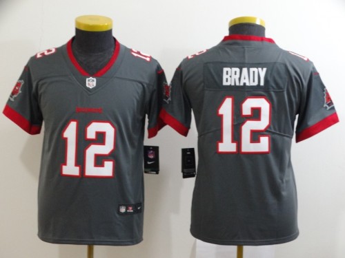 Youth Tampa Bay Buccaneers 12 Tom Brady Football Jersey Legend Gray