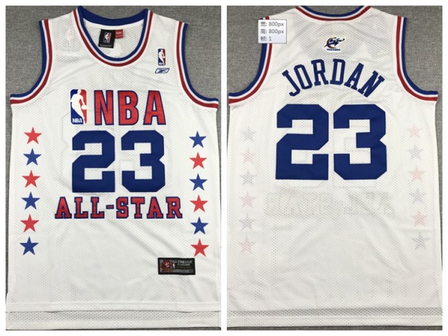 89 all star Chicago Bulls 23 Michael Jordan Basketball Jersey White Retro