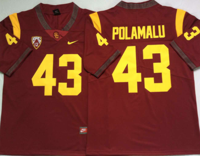 USC Trojans 43 Troy Polamalu College Football Jersey Red