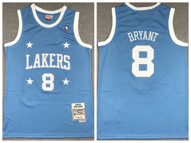 Los Angeles Lakers 8 Kobe Bryant Basketball Jersey Four star blue
