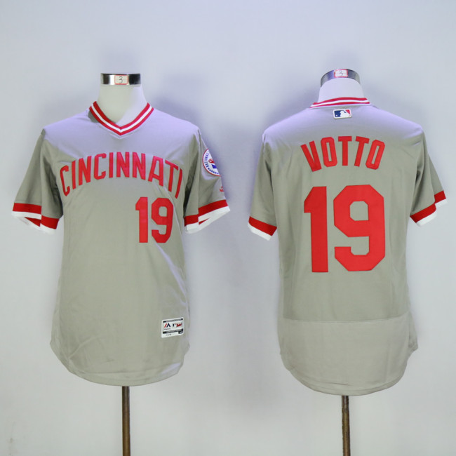 Cincinnati Reds 19 Joey Votto Flexbase Baseball Jersey Gray