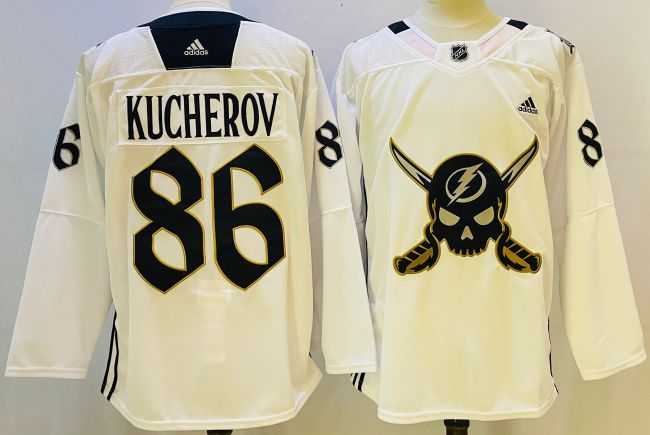 Adidas Tampa Bay Lightning 86 Nikita Kucherov Ice Hockey Jersey White