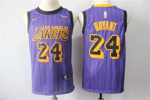 Nike Los Angeles Lakers 24 Kobe Bryant Basketball Jersey Purple City version