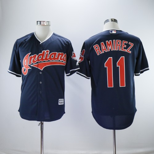 Cleveland indians 11 Jose Ramirez Baseball Jersey Navy Blue Fan