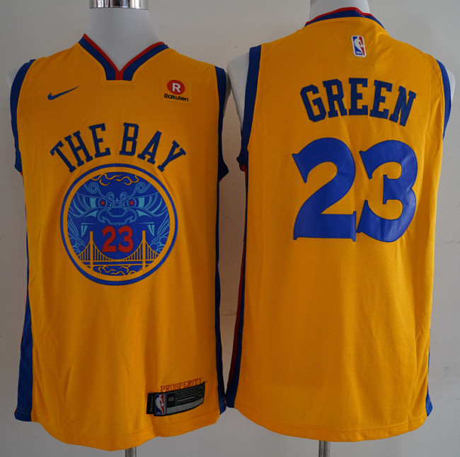 Nike Golden State Warrior 23 Draymond Green Basketball Jersey Yellow City Edition Fans Edition