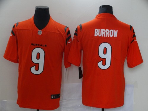 Cincinnati Bengals 9 Joe Burrow Football Jersey Legend Orange