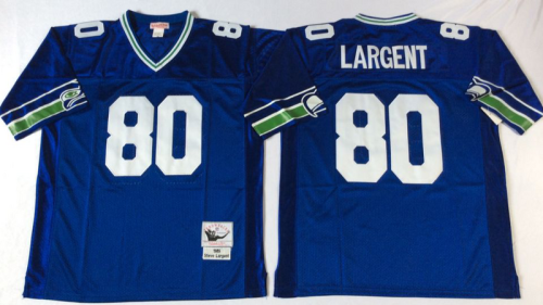 Seattle Seahawks 80 Steve Largent Football Jersey Blue Retro