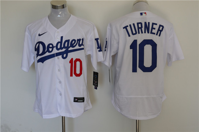 Nike Los Angeles Dodgers 10 Justin Turner Flexbase Baseball Jersey White