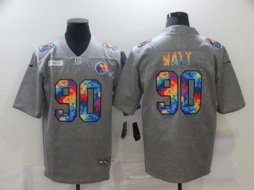 Pittsburgh Steelers 90 T.J. Watt Football Jersey Legend Hemp grey rainbow