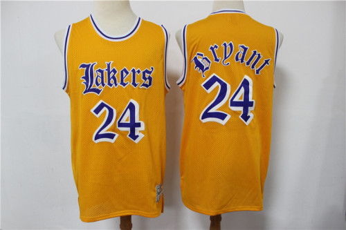 Los Angeles Lakers 24 Kobe Bryant Basketball Jersey Yellow Old England retirement Limited Edition