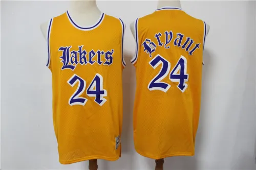 Los Angeles Lakers 24 Kobe Bryant Basketball Jersey Yellow Old England retirement Limited Edition