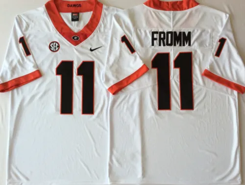 Georgia Bulldogs 11 Jake Fromm College Football Jersey Legend White