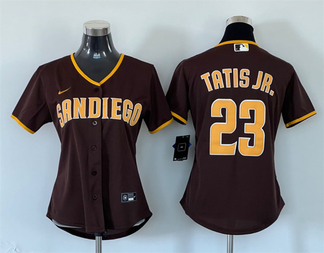 Women Nike San Diego Padres 23 Fernando Tatis Jr.Baseball Jersey Brown