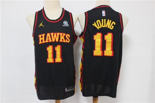 Jordan Atlanta Hawks 11 Trae Young Basketball Jersey Black Fan