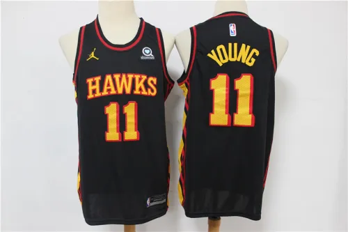 Jordan Atlanta Hawks 11 Trae Young Basketball Jersey Black Fan