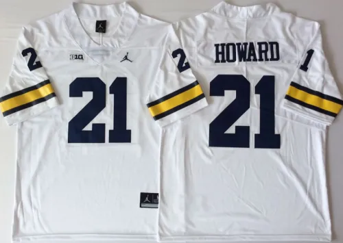 New Jordan Brand Michigan Wolverines 21 Desmond Howard College Football Jerseys White