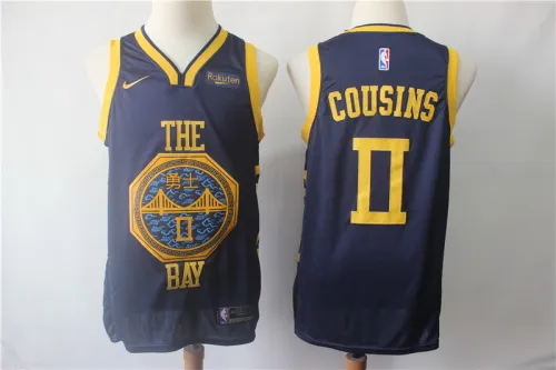 Nike Golden State Warrior 0 DeMarcus Cousins Basketball Jersey Navy Blue New city version