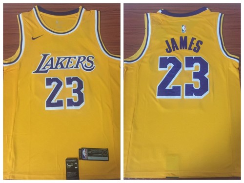 Nike Circular collar Los Angeles Lakers 23 LeBron James Basketball Jersey Yellow Fan