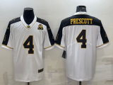 Dallas Cowboys 4 Dak Prescott Football Jersey White thanksgiving gold characters