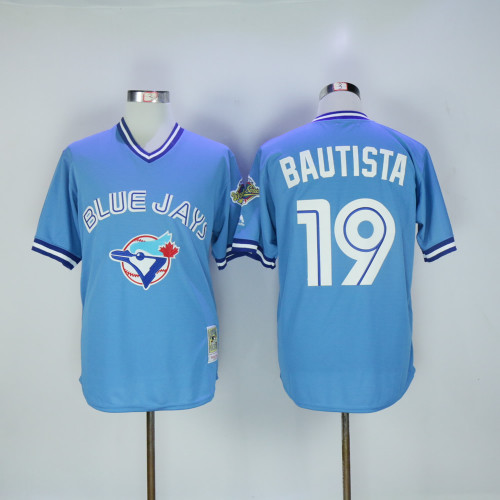 Toronto Blue Jays 19 Jose Bautista Baseball Jersey Blue Retro