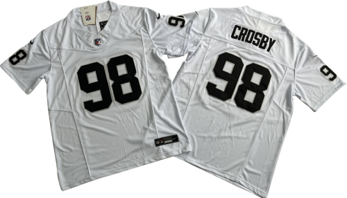 Oakland Raiders 98 Sidney Crosby Football Jersey White Three Dynasties