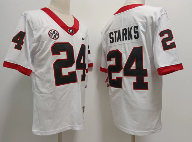 GEORGIA bulldogs 24 Malaki Starks College Football Jersey Limited White