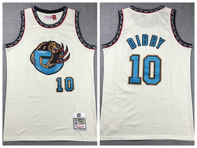 Memphis Grizzlies 10 Mike Bibby Basketball Jersey Cream Retro