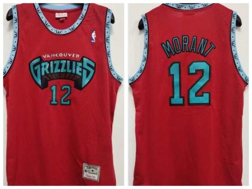 Memphis Grizzlies 12 Ja Morant Basketball Jersey Red Retro