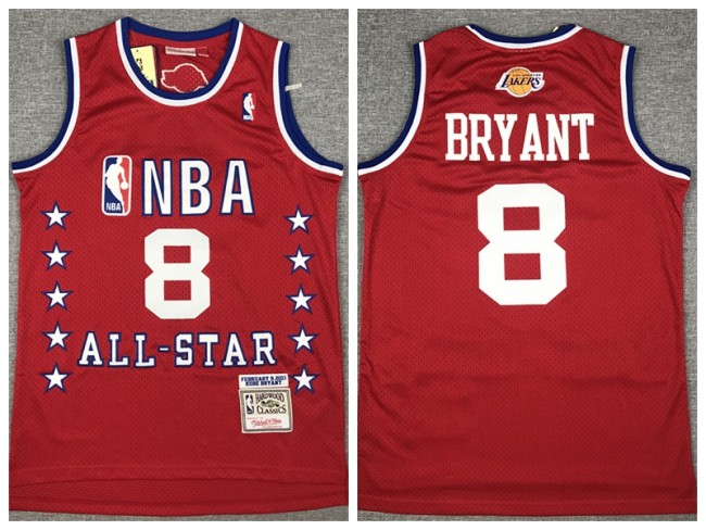 2003 all star Los Angeles Lakers 8 Kobe Bryant Basketball Jersey Red retro
