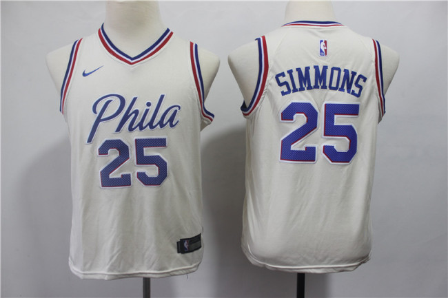 Youth Nike Philadelphia 76ers 25 Ben simmons Basketball Jersey Beige Fan Edition