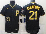 Nike Pittsburgh Pirates 21 Roberto Clemente Flexbase Baseball Jersey Black