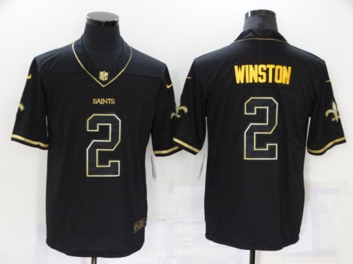 New Orleans Saints 2 Jameis Winston Football Jersey Legend Black gold Retro