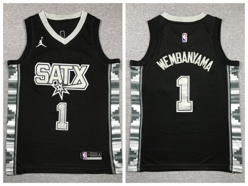 Youth Nike San Antonio Spurs 1 Victor Wembanyama Basketball Jersey Black