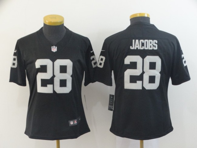 Women Oakland Raiders 28 Josh Jacobs Football Jersey Legend Black