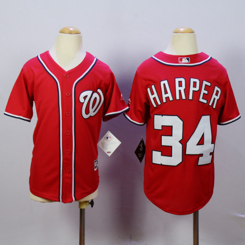 Youth Washington Nationals 34 Bryce Harper Baseball Jersey Red