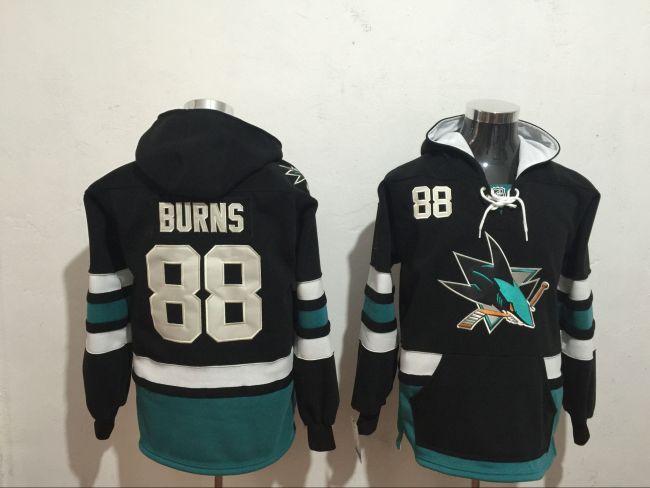 Classic San Jose Sharks 88 Brent Burns Ice Hoodies Hockey Jersey Black