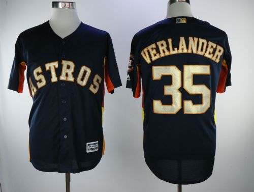 Houston Astros 35 Justin Verlander Baseball Jersey Navy Blue Fans