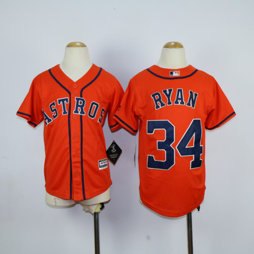 Youth Houston Astros 34 Nolan Ryan Baseball Jersey Orange