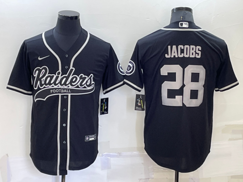 Oakland Raiders 28 Josh Jacobs Baseball Jersey Black