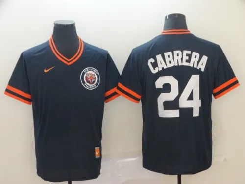 Nike Detroit Tigers 24 Miguel Cabrera Baseball Jersey Navy Blue Retro