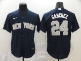 New York Yankees 24 Gary Sanchez Baseball Jersey Navy Blue Fan