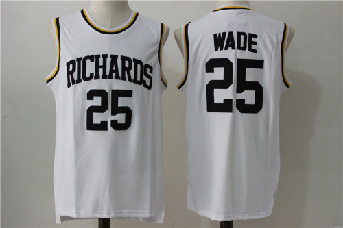 High school 25 Dwyane Wade College Basketball Jersey White