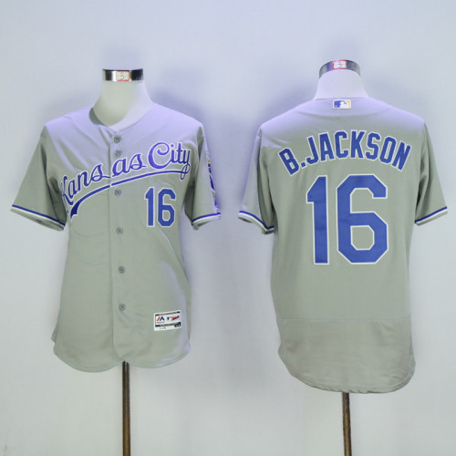 Kansas City Royals 16 Bo Jackson Flexbase Baseball Jersey Gray