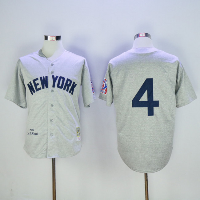 New York Yankees 4 Lou Gehrig Baseball Jersey Gray Retro