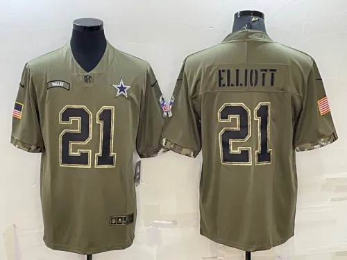 Dallas Cowboys 21 Ezekiel Elliott Football Jersey salute