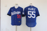 Nike Los Angeles Dodgers 55 Albert Pujols Flexbase Baseball Jersey Blue City Edition